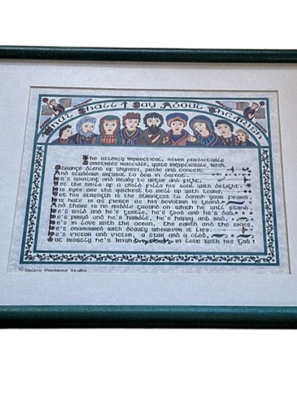 Framed Matted Non-glare Glass Print "What Shall I Say About the Irish" 15”x12"
